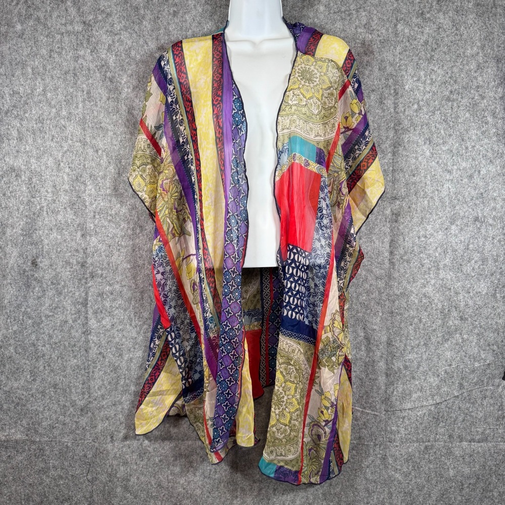 Lottie Holly Sheer Boho Kimono Artsy Hippie One Size Gypsy Colorful India